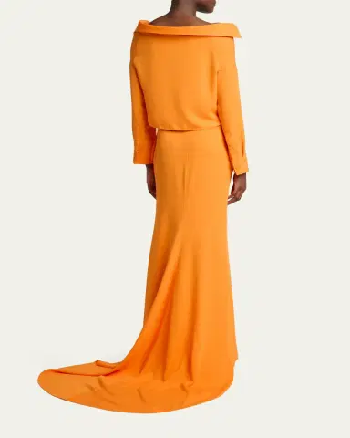 Balenciaga Off-The-Shoulder Silk Cady Asymmetric Maxi Shirtdress | Thumbnail 3 Balenciaga Off-The-Shoulder Silk Cady Asymmetric Maxi Shirtdress | Thumbnail 3