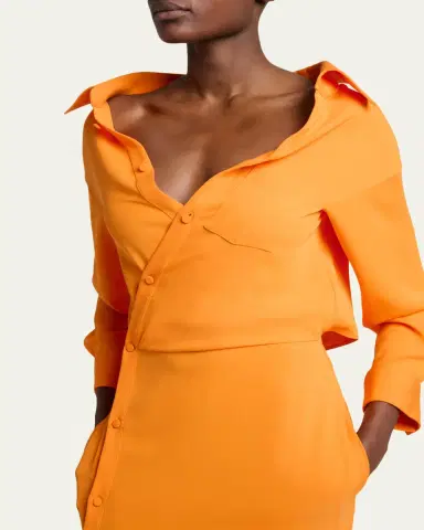 Balenciaga Off-The-Shoulder Silk Cady Asymmetric Maxi Shirtdress | Thumbnail 5 Balenciaga Off-The-Shoulder Silk Cady Asymmetric Maxi Shirtdress | Thumbnail 5