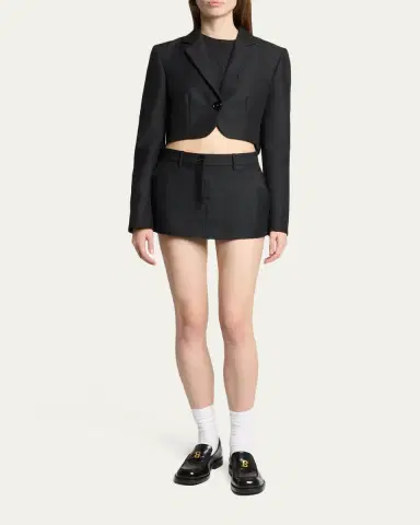 Balenciaga Single-Breasted Wool Twill Crop High-Low Jacket | Thumbnail 2 Balenciaga Single-Breasted Wool Twill Crop High-Low Jacket | Thumbnail 2