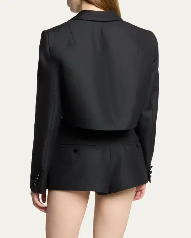 Balenciaga Single-Breasted Wool Twill Crop High-Low Jacket | Thumbnail 3 Balenciaga Single-Breasted Wool Twill Crop High-Low Jacket | Thumbnail 3