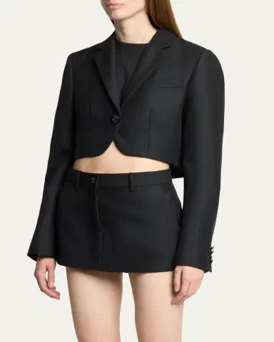 Balenciaga Single-Breasted Wool Twill Crop High-Low Jacket | Thumbnail 4 Balenciaga Single-Breasted Wool Twill Crop High-Low Jacket | Thumbnail 4