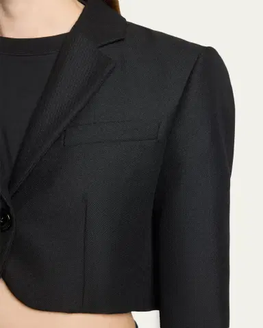 Balenciaga Single-Breasted Wool Twill Crop High-Low Jacket | Thumbnail 5 Balenciaga Single-Breasted Wool Twill Crop High-Low Jacket | Thumbnail 5