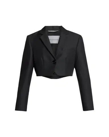 Balenciaga Single-Breasted Wool Twill Crop High-Low Jacket | Thumbnail 1 Balenciaga Single-Breasted Wool Twill Crop High-Low Jacket | Thumbnail 1