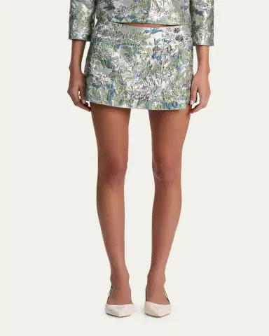 Alice + Olivia Somers Metallic Jacquard Mini Skort | Thumbnail 4 Alice + Olivia Somers Metallic Jacquard Mini Skort | Thumbnail 4