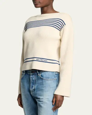 Balenciaga Mariniere Striped Cotton Knit Boat-Neck Sweater | Thumbnail 4 Balenciaga Mariniere Striped Cotton Knit Boat-Neck Sweater | Thumbnail 4