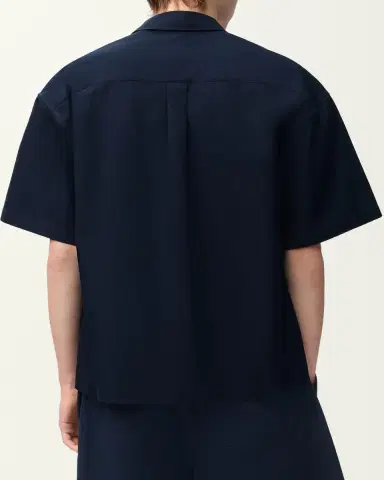 LOEWE Men's Short-Sleeve Heavy Cotton Button-Front Shirt | Thumbnail 3 LOEWE Men's Short-Sleeve Heavy Cotton Button-Front Shirt | Thumbnail 3