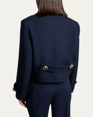 Balenciaga Double-Breasted Textured Wool Short Peacoat | Thumbnail 3 Balenciaga Double-Breasted Textured Wool Short Peacoat | Thumbnail 3