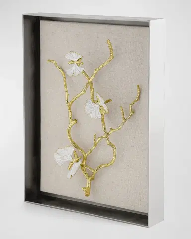 Michael Aram Butterfly Ginkgo White & Gold Fabric Shadow Box | Thumbnail 2 Michael Aram Butterfly Ginkgo White & Gold Fabric Shadow Box | Thumbnail 2