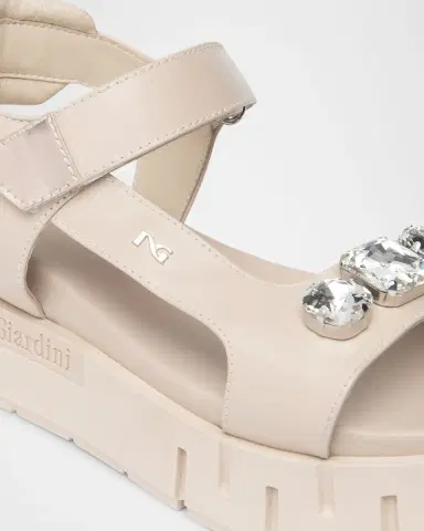 NeroGiardini Stone Embellished Leather Sandals | Thumbnail 4 NeroGiardini Stone Embellished Leather Sandals | Thumbnail 4