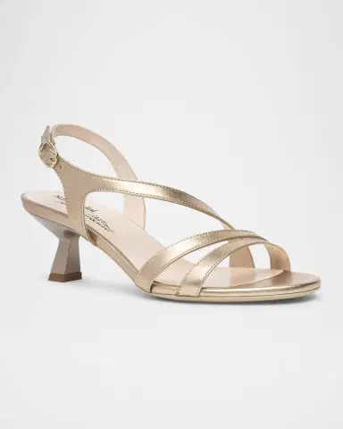 NeroGiardini Strappy Metallic Kitten-Heel Sandals | Thumbnail 2 NeroGiardini Strappy Metallic Kitten-Heel Sandals | Thumbnail 2