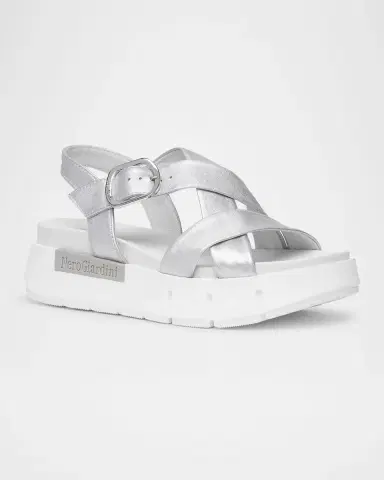 NeroGiardini Metallic Crisscross Wedge Platform Sandals | Thumbnail 2 NeroGiardini Metallic Crisscross Wedge Platform Sandals | Thumbnail 2
