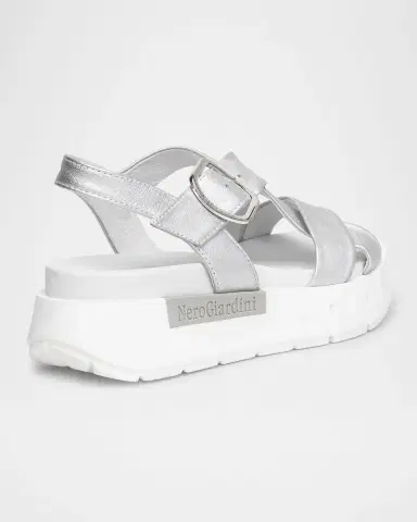 NeroGiardini Metallic Crisscross Wedge Platform Sandals | Thumbnail 3 NeroGiardini Metallic Crisscross Wedge Platform Sandals | Thumbnail 3