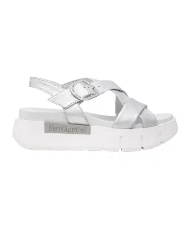 NeroGiardini Metallic Crisscross Wedge Platform Sandals | Thumbnail 1 NeroGiardini Metallic Crisscross Wedge Platform Sandals | Thumbnail 1