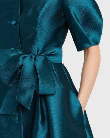 Rickie Freeman for Teri Jon Puff-Sleeve Pique Faille Shirtdress | Thumbnail 5 Rickie Freeman for Teri Jon Puff-Sleeve Pique Faille Shirtdress | Thumbnail 5