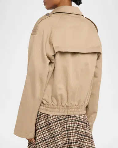 Brunello Cucinelli Double-Breasted Techno Short Trench Coat | Thumbnail 3 Brunello Cucinelli Double-Breasted Techno Short Trench Coat | Thumbnail 3