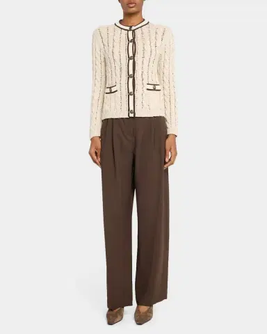 Brunello Cucinelli Micro Sequin Openwork Cable Knit Cardigan | Thumbnail 2 Brunello Cucinelli Micro Sequin Openwork Cable Knit Cardigan | Thumbnail 2