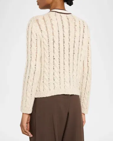 Brunello Cucinelli Micro Sequin Openwork Cable Knit Cardigan | Thumbnail 3 Brunello Cucinelli Micro Sequin Openwork Cable Knit Cardigan | Thumbnail 3