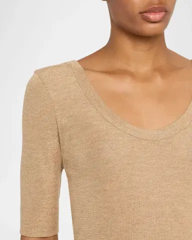 Brunello Cucinelli Shimmering Knit Elbow-Sleeve Blouse | Thumbnail 5 Brunello Cucinelli Shimmering Knit Elbow-Sleeve Blouse | Thumbnail 5