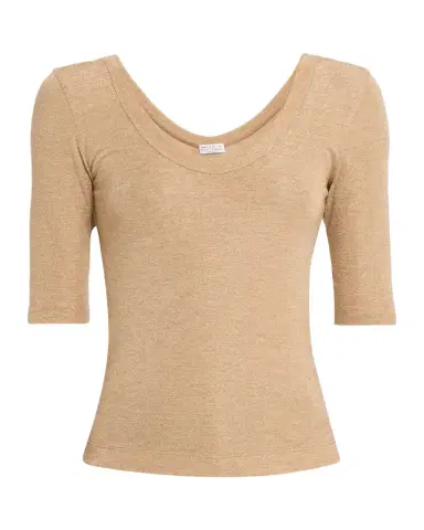 Brunello Cucinelli Shimmering Knit Elbow-Sleeve Blouse | Thumbnail 1 Brunello Cucinelli Shimmering Knit Elbow-Sleeve Blouse | Thumbnail 1