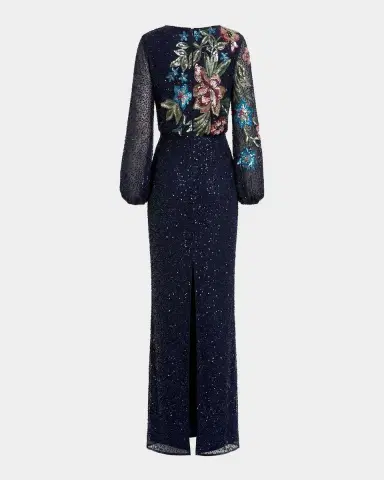 Mac Duggal Beaded Floral Sequin Column Gown | Thumbnail 5 Mac Duggal Beaded Floral Sequin Column Gown | Thumbnail 5