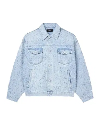 PURPLE Men's Beaded Denim Trucker Jacket | Thumbnail 1 PURPLE Men's Beaded Denim Trucker Jacket | Thumbnail 1