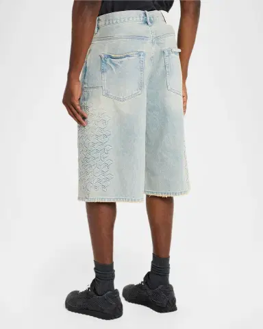 PURPLE Monogram Embossed Cotton Shorts | Thumbnail 3 PURPLE Monogram Embossed Cotton Shorts | Thumbnail 3
