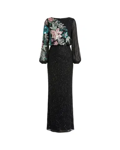Mac Duggal Beaded Floral Sequin Column Gown | Thumbnail 1 Mac Duggal Beaded Floral Sequin Column Gown | Thumbnail 1