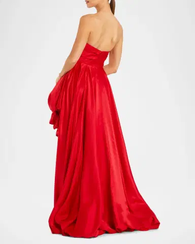 Mac Duggal Strapless High-Low Satin Gown | Thumbnail 3 Mac Duggal Strapless High-Low Satin Gown | Thumbnail 3