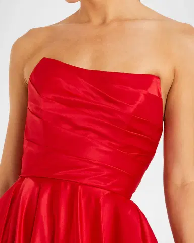 Mac Duggal Strapless High-Low Satin Gown | Thumbnail 4 Mac Duggal Strapless High-Low Satin Gown | Thumbnail 4