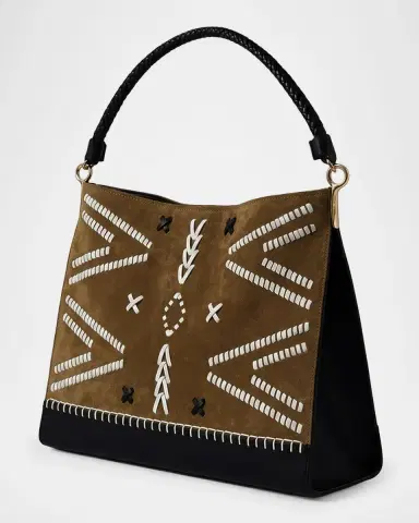 Veronica Beard Vida Suede Embroidered Whipstitch Top-Handle Bag | Thumbnail 3 Veronica Beard Vida Suede Embroidered Whipstitch Top-Handle Bag | Thumbnail 3