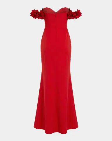 Mac Duggal Crepe 3D Flower Off-The-Shoulder Gown | Thumbnail 5 Mac Duggal Crepe 3D Flower Off-The-Shoulder Gown | Thumbnail 5
