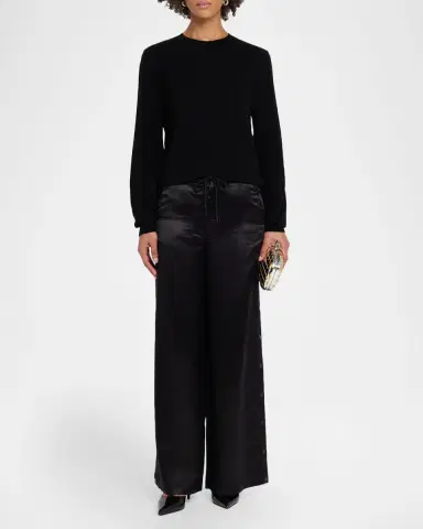 CYNTHIA ROWLEY Wide-Leg Snap Silk Pants | Thumbnail 2 CYNTHIA ROWLEY Wide-Leg Snap Silk Pants | Thumbnail 2