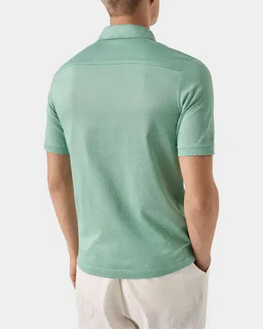 Eton Men's Filo di Scozia Jacquard Cotton Polo Shirt | Thumbnail 2 Eton Men's Filo di Scozia Jacquard Cotton Polo Shirt | Thumbnail 2