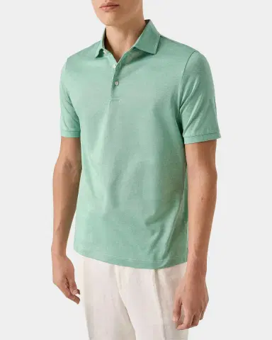 Eton Men's Filo di Scozia Jacquard Cotton Polo Shirt | Thumbnail 3 Eton Men's Filo di Scozia Jacquard Cotton Polo Shirt | Thumbnail 3