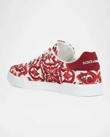 Dolce & Gabbana Men's Majolica Canvas Low-Top Sneakers | Thumbnail 3 Dolce & Gabbana Men's Majolica Canvas Low-Top Sneakers | Thumbnail 3