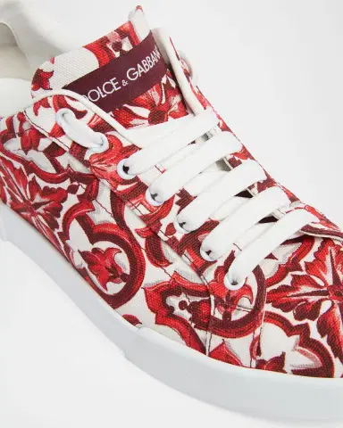 Dolce & Gabbana Men's Majolica Canvas Low-Top Sneakers | Thumbnail 4 Dolce & Gabbana Men's Majolica Canvas Low-Top Sneakers | Thumbnail 4