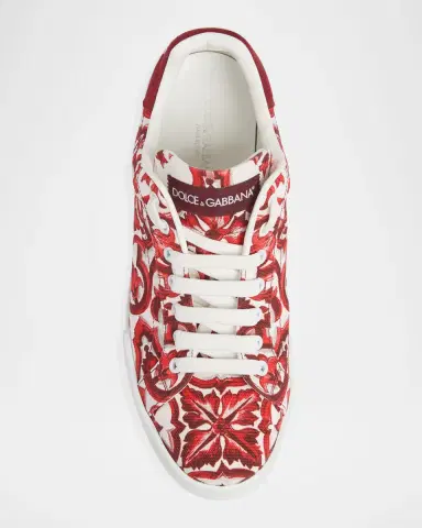 Dolce & Gabbana Men's Majolica Canvas Low-Top Sneakers | Thumbnail 5 Dolce & Gabbana Men's Majolica Canvas Low-Top Sneakers | Thumbnail 5