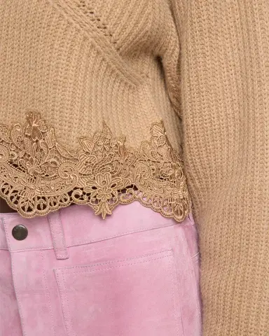 Chloé Wool-Cashmere Lace Trim Pullover | Thumbnail 4 Chloé Wool-Cashmere Lace Trim Pullover | Thumbnail 4