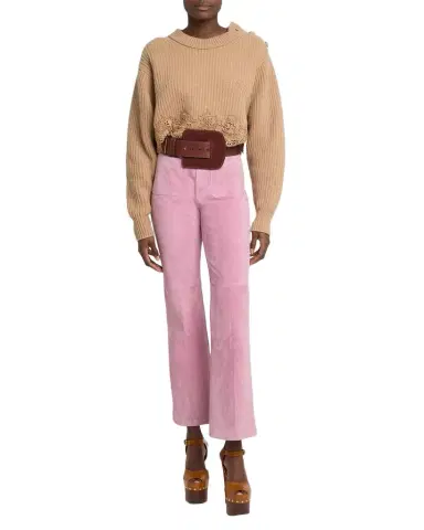 Chloé Wool-Cashmere Lace Trim Pullover | Thumbnail 1 Chloé Wool-Cashmere Lace Trim Pullover | Thumbnail 1