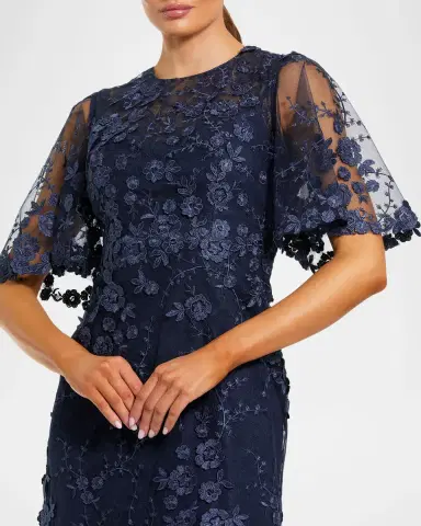 Mac Duggal Flutter-Sleeve Embroidered Lace Gown | Thumbnail 4 Mac Duggal Flutter-Sleeve Embroidered Lace Gown | Thumbnail 4