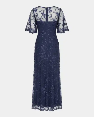 Mac Duggal Flutter-Sleeve Embroidered Lace Gown | Thumbnail 5 Mac Duggal Flutter-Sleeve Embroidered Lace Gown | Thumbnail 5