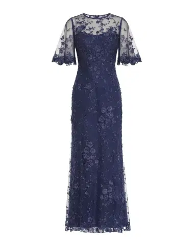 Mac Duggal Flutter-Sleeve Embroidered Lace Gown | Thumbnail 1 Mac Duggal Flutter-Sleeve Embroidered Lace Gown | Thumbnail 1