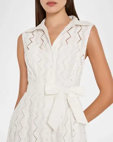 Milly Leya Sleeveless Eyelet Cotton Midi Dress | Thumbnail 4 Milly Leya Sleeveless Eyelet Cotton Midi Dress | Thumbnail 4