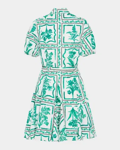 Milly Juni Floral Tile-Print Linen Mini Dress | Thumbnail 3 Milly Juni Floral Tile-Print Linen Mini Dress | Thumbnail 3
