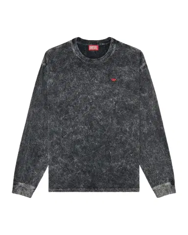 Diesel Men's Logo Acid-Washed Cotton Long-Sleeve T-Shirt | Thumbnail 1 Diesel Men's Logo Acid-Washed Cotton Long-Sleeve T-Shirt | Thumbnail 1