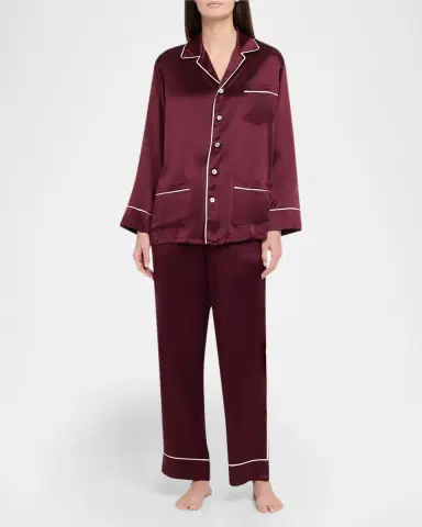 Olivia von Halle Yves Long Silk Satin Pajama Set | Thumbnail 2 Olivia von Halle Yves Long Silk Satin Pajama Set | Thumbnail 2