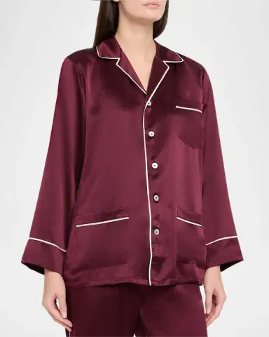 Olivia von Halle Yves Long Silk Satin Pajama Set | Thumbnail 4 Olivia von Halle Yves Long Silk Satin Pajama Set | Thumbnail 4