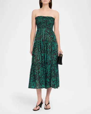 Ulla Johnson Lucca Smocked Strapless Midi Dress | Thumbnail 2 Ulla Johnson Lucca Smocked Strapless Midi Dress | Thumbnail 2