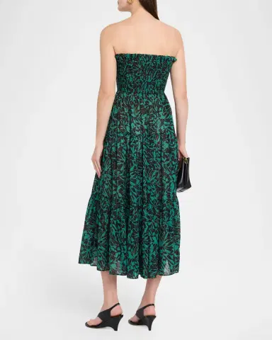 Ulla Johnson Lucca Smocked Strapless Midi Dress | Thumbnail 3 Ulla Johnson Lucca Smocked Strapless Midi Dress | Thumbnail 3