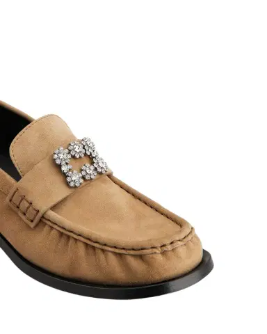 Roger Vivier Viv Suede Strass Loafers | Thumbnail 1 Roger Vivier Viv Suede Strass Loafers | Thumbnail 1